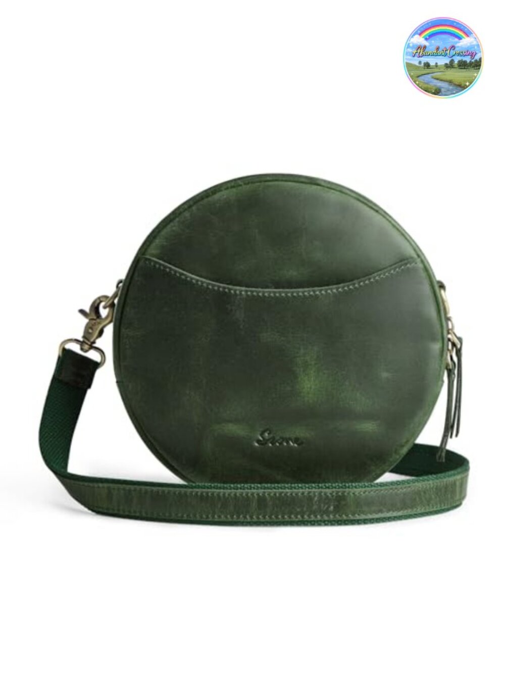 Leather Crossbody Bag Circle Shoulder Round Purse Travel